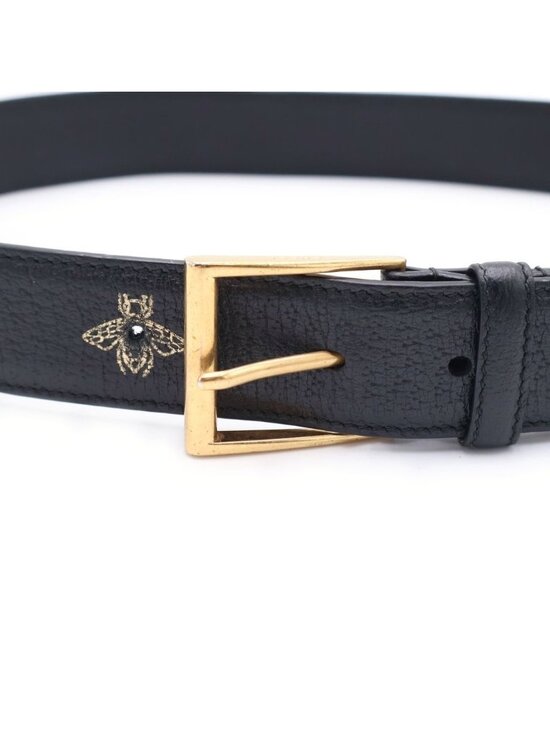 Gucci Bee Star Leather Belt Gold Black main image 4
